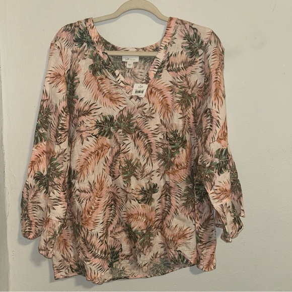 J. Jill Pink 3/4 Sleeve Relaxed Blouse - Picture 1 of 3